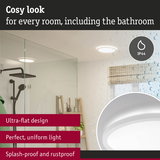Ultra-flat white LED ceiling light with IP44 rating for bathroom, splash-proof and rustproof design