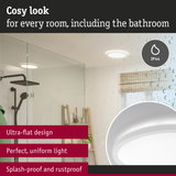 Ultra-flat white ceiling light with IP44 splash and rust protection for bathroom and living spaces