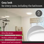 Ultra-flat white ceiling light with IP44 splash and rust protection for bathroom and living spaces