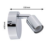 Moderner verstellbarer LED-Wandstrahler aus Chrom mit 80 mm Durchmesser und 110 mm Länge
