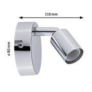 Moderner verstellbarer LED-Wandstrahler aus Chrom mit 80 mm Durchmesser und 110 mm Länge