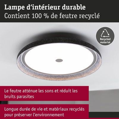 Lampe d’intérieur durable en feutre recyclé gris atténuant les bruits et respectueuse de l’environnement