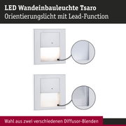 LED Wandeinbauleuchte Tsaro in Silber mit zwei Diffusor-Optionen für orientierende Beleuchtung