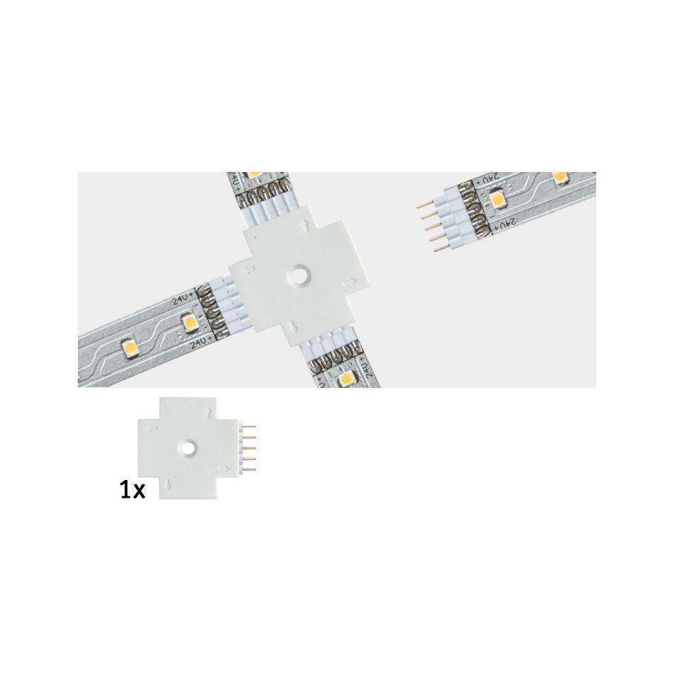 MaxLED accessoires Verbindingen X-Stück Wit Witte kunststof LED-strip kruisconnector voor 24V LED-strip verlichtingssystemen