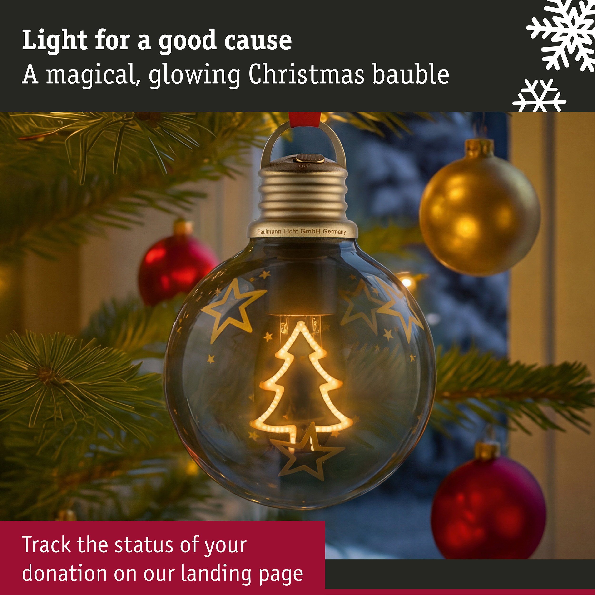 Battery-Powered Light Christmas Globe Tree Brown, Gold 100mm 2200K