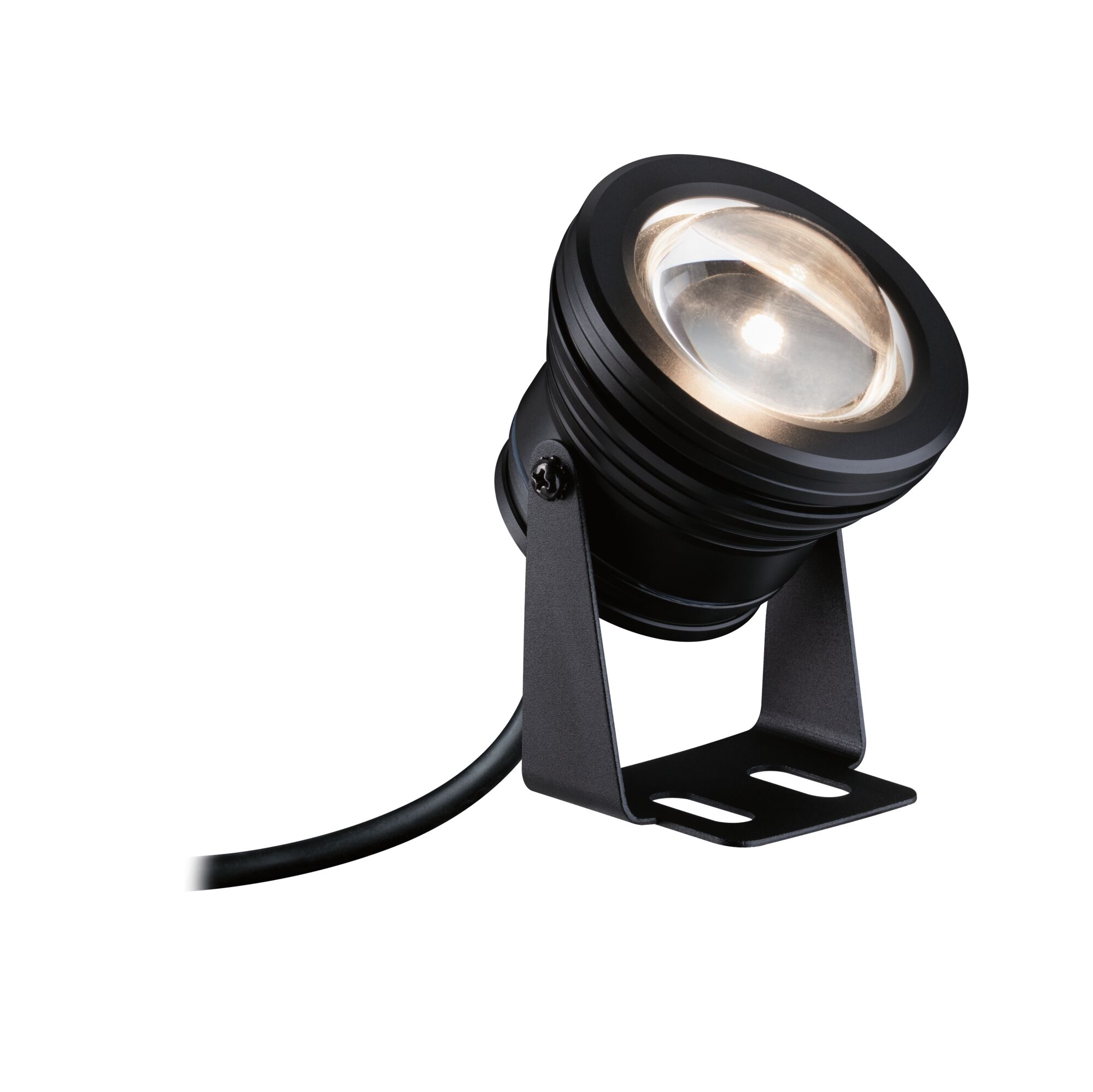Schwarze LED-Außenleuchte aus Metall mit Halterung und Kabel für Garten- und Wegbeleuchtung
