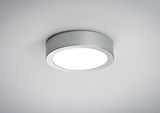 Round ceiling light in matte silver aluminum with warm white LED for modern home lighting