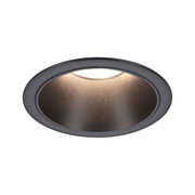 Rundes Einbau-LED-Spot in mattem Schwarz mit warmweißem Licht für moderne Innenbeleuchtung