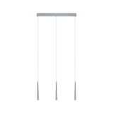 Suspension moderne à trois lampes en aluminium brossé argenté pour éclairage intérieur