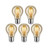 Lot de cinq ampoules LED à lumière blanc chaud, culot E27, verre ambré pour éclairage décoratif