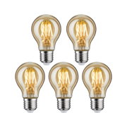 Vijf LED-lampen met warm wit licht, E27-fitting, amberkleurig glas voor decoratieve verlichting