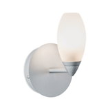 Moderne Wandleuchte mit matt-silbernem Metall und weißem Glas für stilvolle Innenbeleuchtung