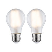 Zwei klare LED-Glühbirnen mit E27-Fassung und warmweißem Licht für energiesparende Beleuchtung