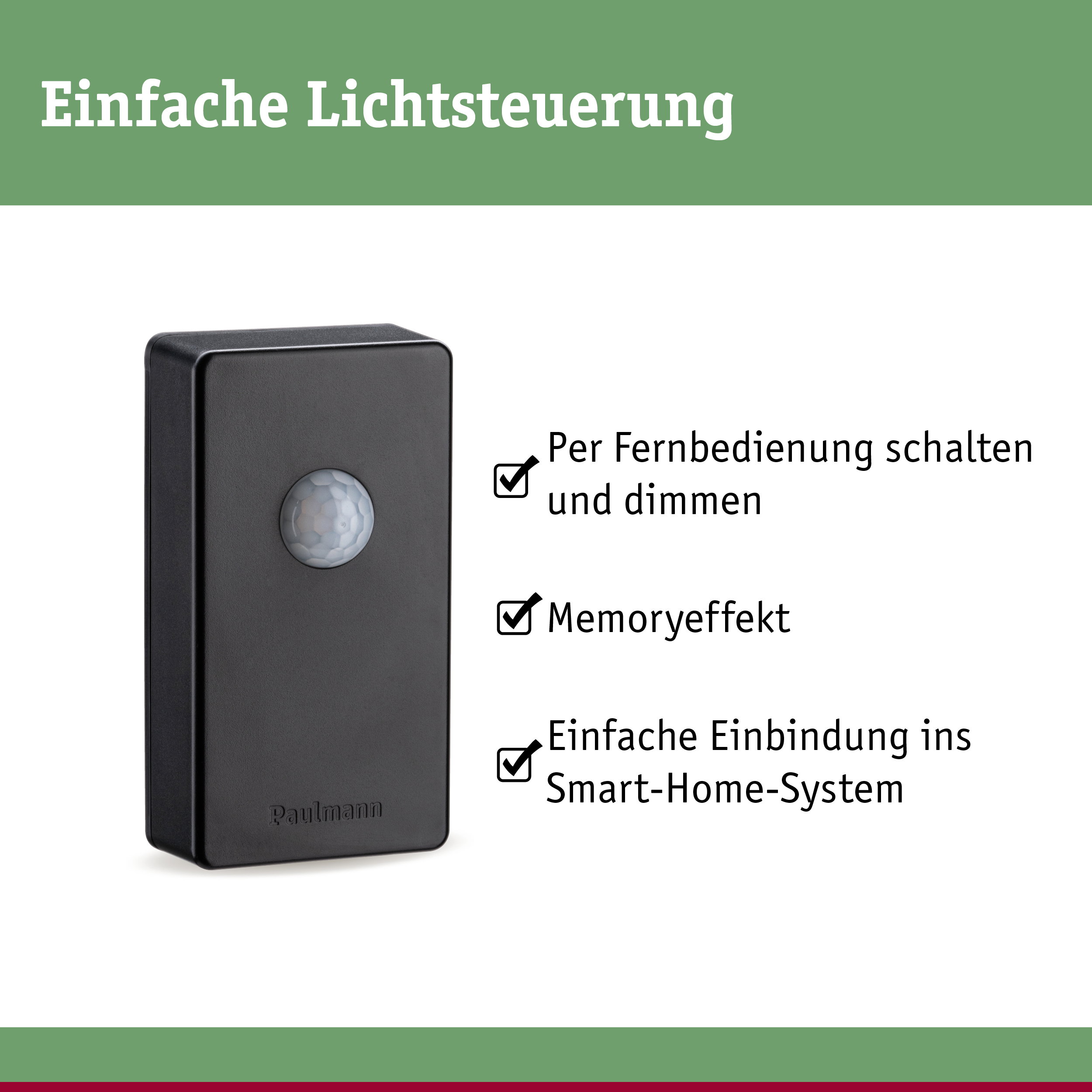 Schwarzer Paulmann Bewegungsmelder aus Kunststoff für einfache Lichtsteuerung im Smart-Home-System