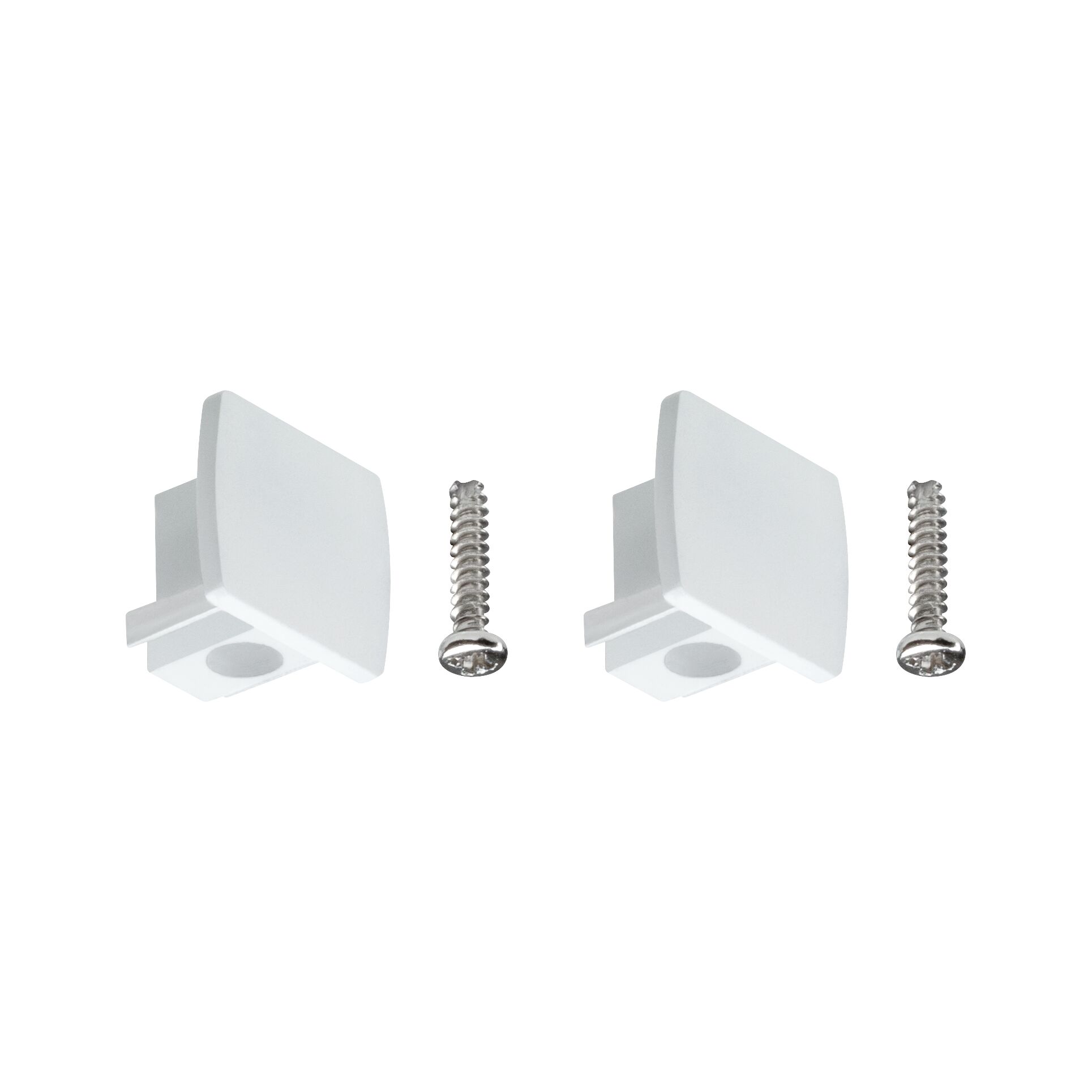 Deux embouts en plastique blanc avec vis pour montage de profilé LED, accessoire d'éclairage LED