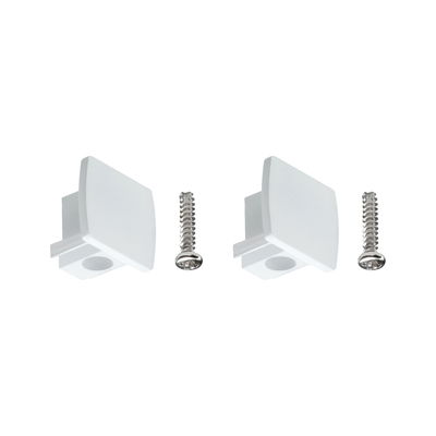 Deux embouts en plastique blanc avec vis pour montage de profilé LED, accessoire d'éclairage LED