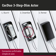 Installation du variateur CorDuo 3 étapes dans un boîtier plastique noir avec connexion enfichable simple