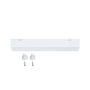 White plastic wall housing with mounting clips and screws for LED lighting systems