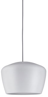 Suspension moderne en verre blanc avec câble textile gris pour un éclairage élégant