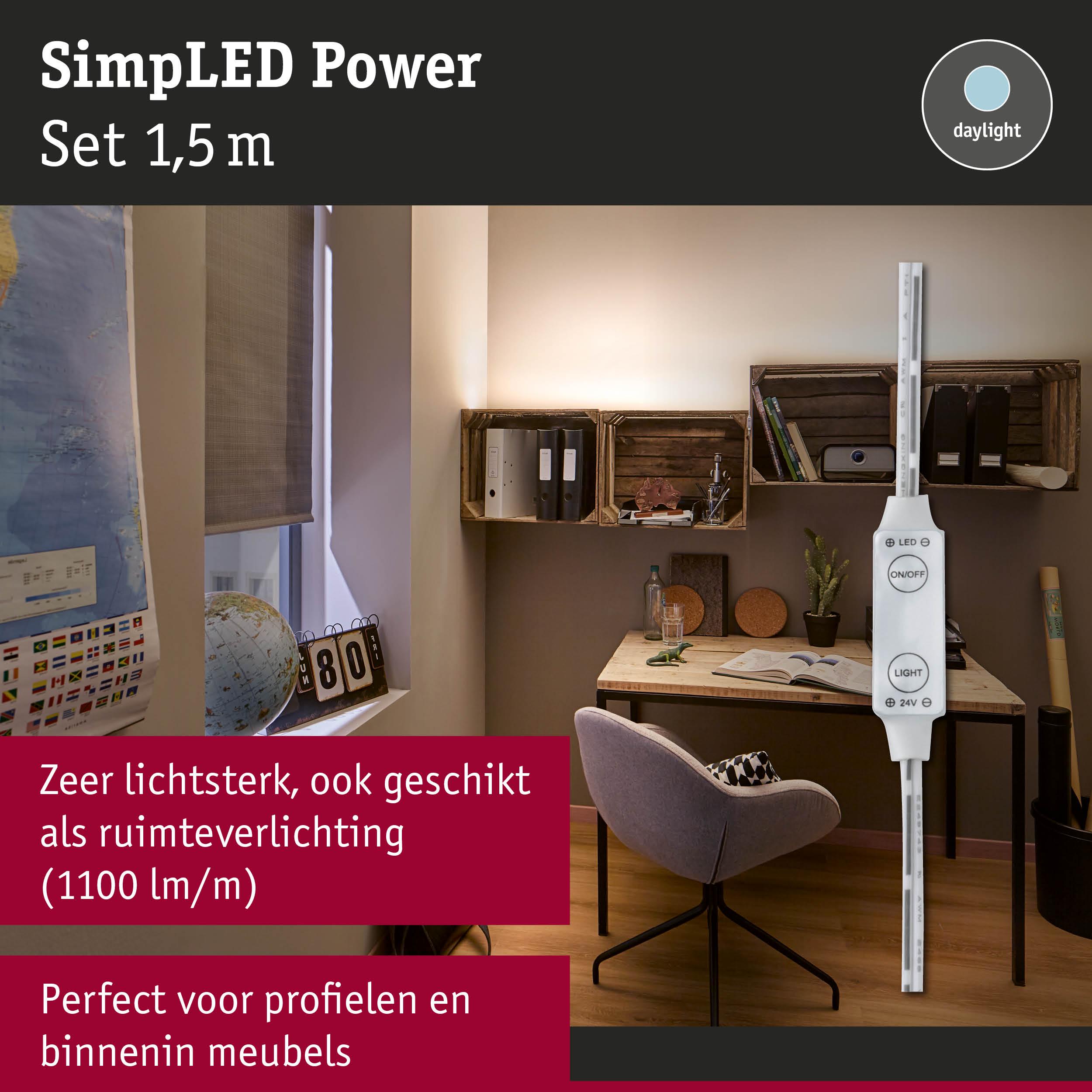SimLED Power LED-strip 1,5 m wit voor meubel- en ruimteverlichting met daglichtkleur