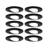 Zehn schwarze LED-Einbaustrahler mit schwenkbarem weißen Leuchtmittel für flexible Raumbeleuchtung