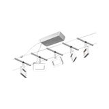 Système LED sur câble moderne avec cinq lampes rectangulaires blanches en métal pour éclairage flexible