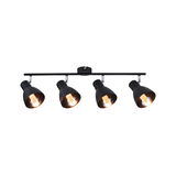 Plafonnier noir en métal à quatre lampes avec ampoules LED chaudes pour intérieur moderne