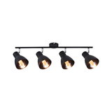 Plafonnier noir en métal à quatre lampes avec ampoules LED chaudes pour intérieur moderne