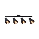 Plafonnier noir en métal à quatre lampes avec ampoules LED chaudes pour intérieur moderne