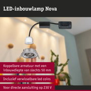LED-inbouwlamp Nova van zilverkleurig metaal met verwisselbare LED-coins voor 230V aansluiting