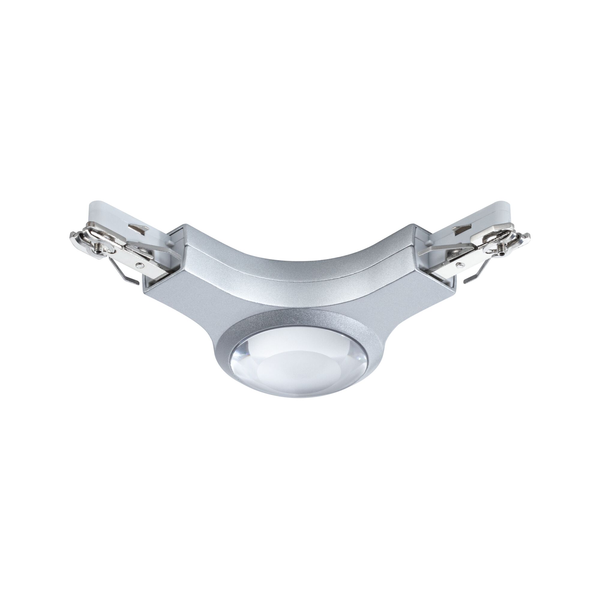 URail Connecteur Pièce en L allumé 141x141mm 5,3W Chrome mat Connecteur de plafond LED en métal argenté avec lumière intégrée pour systèmes d'éclairage modernes