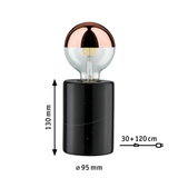Moderne Tischlampe mit schwarzem Marmorsockel und halbkupferner Glühbirne, LED Beleuchtung