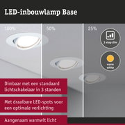 Witte LED-inbouwspot met 3-standen dimmer en warm wit licht voor optimale verlichting