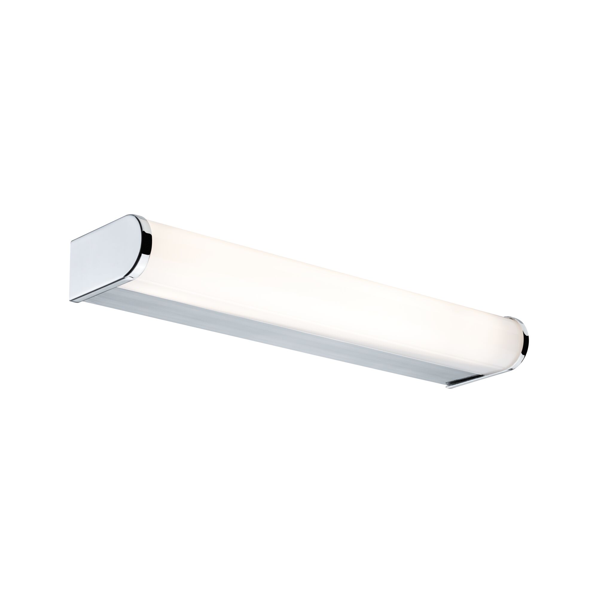 Moderne LED-wandlamp met witte acrylkap en chromen metalen frame voor binnenverlichting