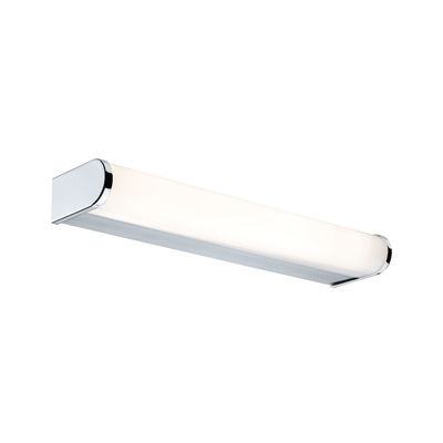 Moderne LED-wandlamp met witte acrylkap en chromen metalen frame voor binnenverlichting