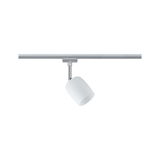 Spot LED moderne blanc en métal sur rail argenté pour un éclairage d’intérieur flexible