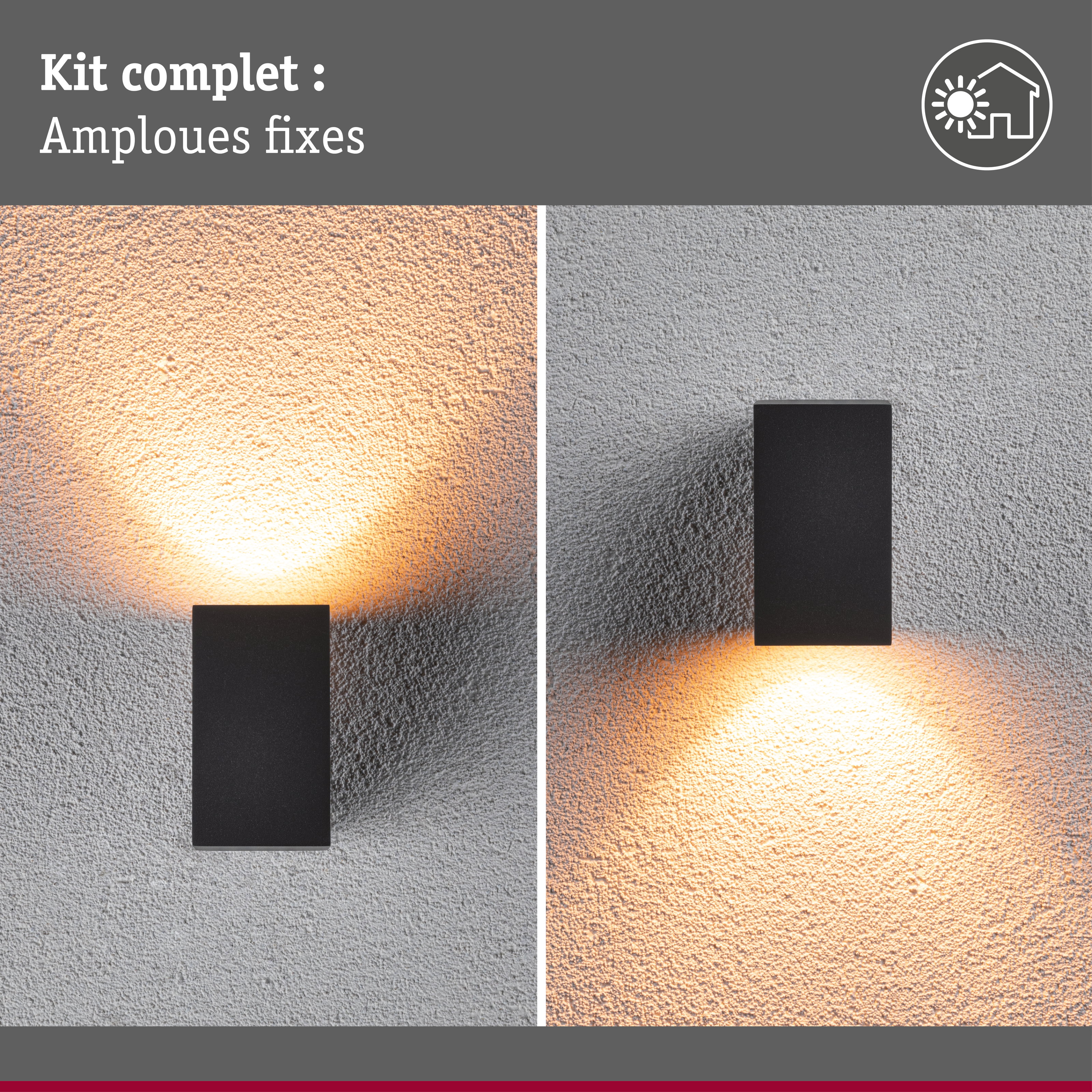 Applique LED Flame favorable aux insectes IP44 carré 58x103mm 2200K 4W 265lm 230V 75° Anthracite Métal