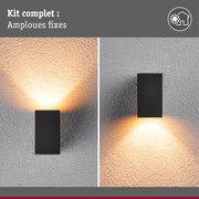 Applique LED Flame favorable aux insectes IP44 carré 58x103mm 2200K 4W 265lm 230V 75° Anthracite Métal