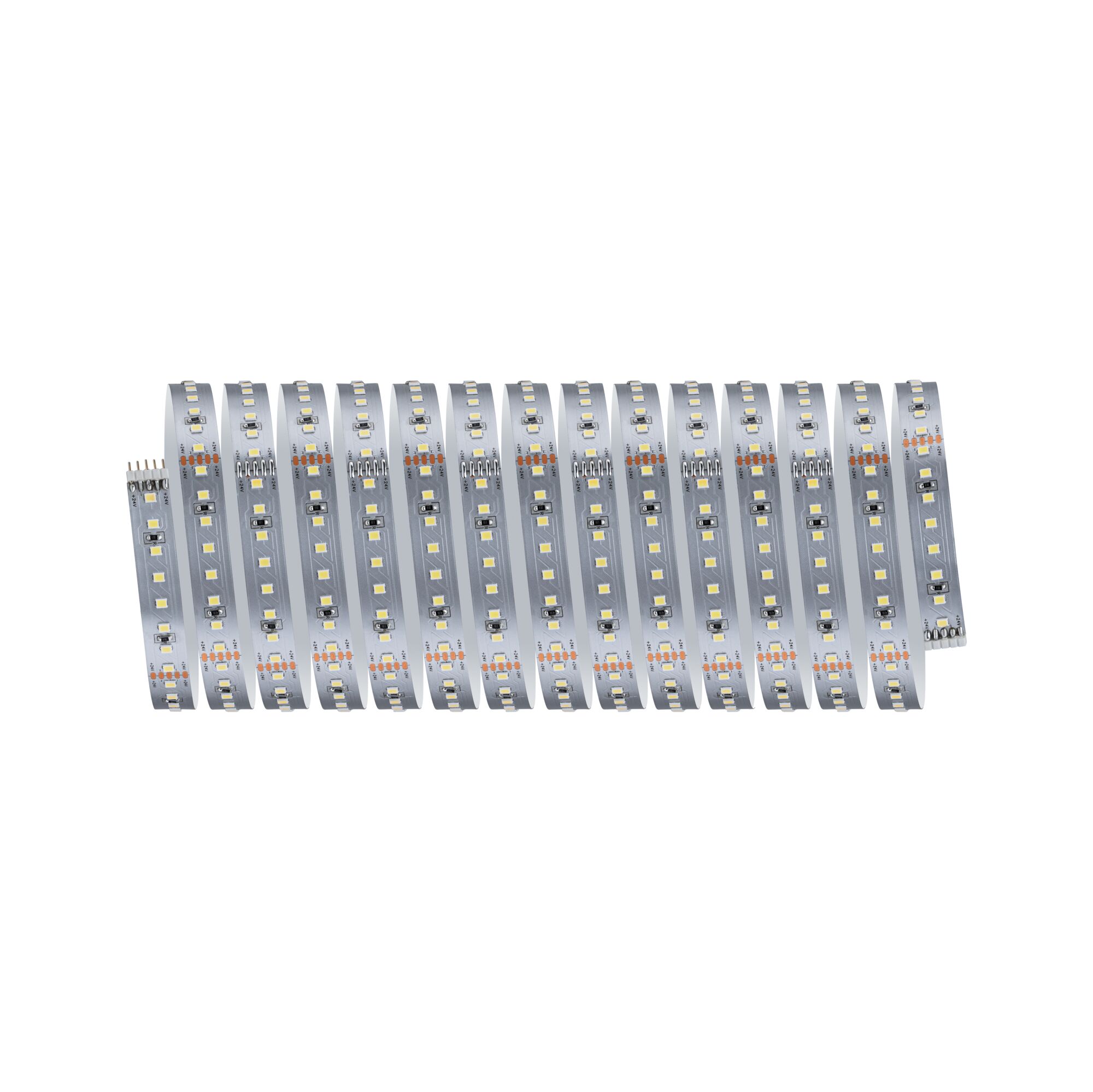 Flexibler LED-Streifen in Silber mit warmweißen LEDs für moderne Lichtakzente im Innenbereich