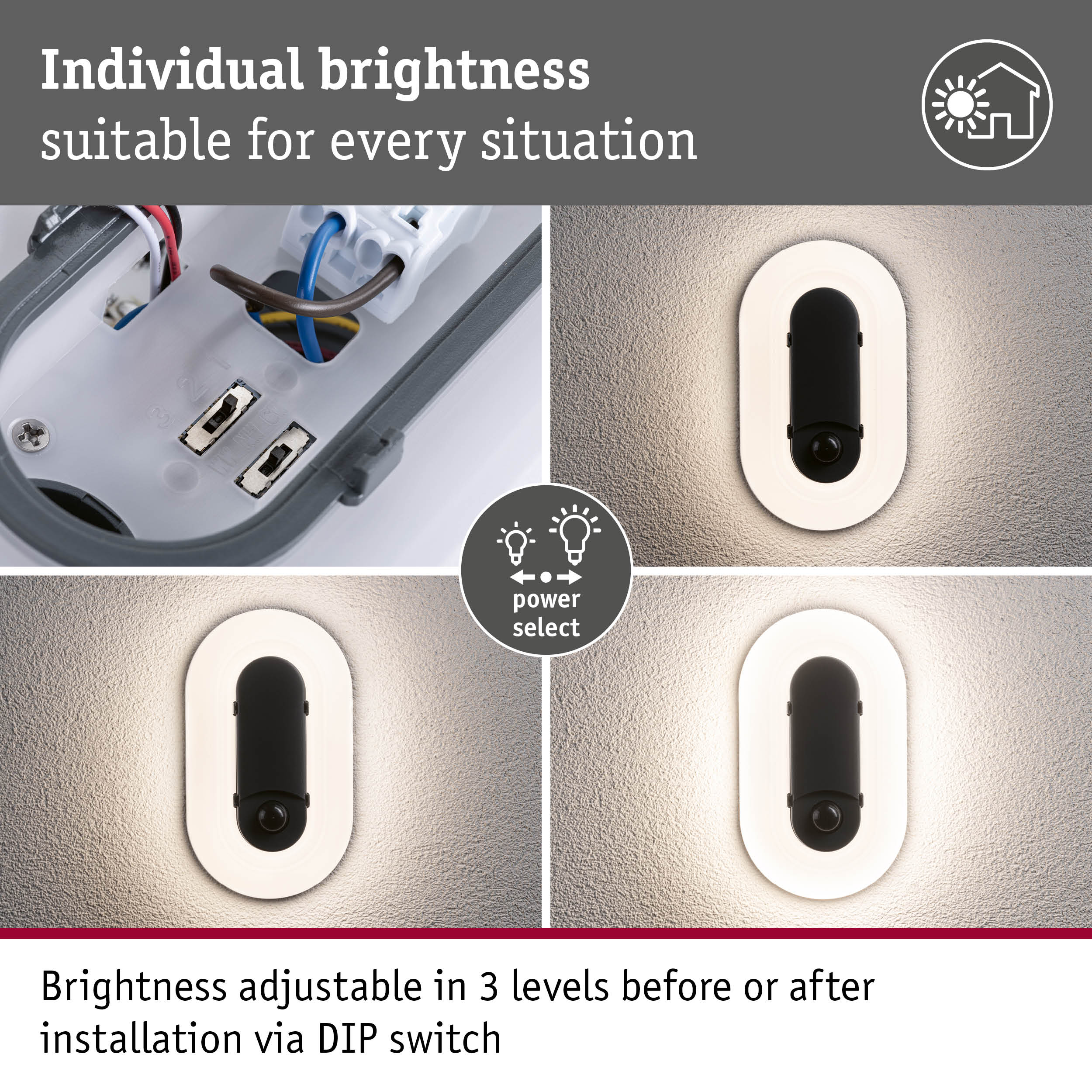 LED Exterior wall light Elunor incl. motion detector IP65 elongated 122x212mm 2200 - 4000K 18,5W 1445lm 230V Anthracite/White Polycarbonate