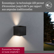 Applique murale LED noire en métal avec éclairage économique sur mur extérieur gris