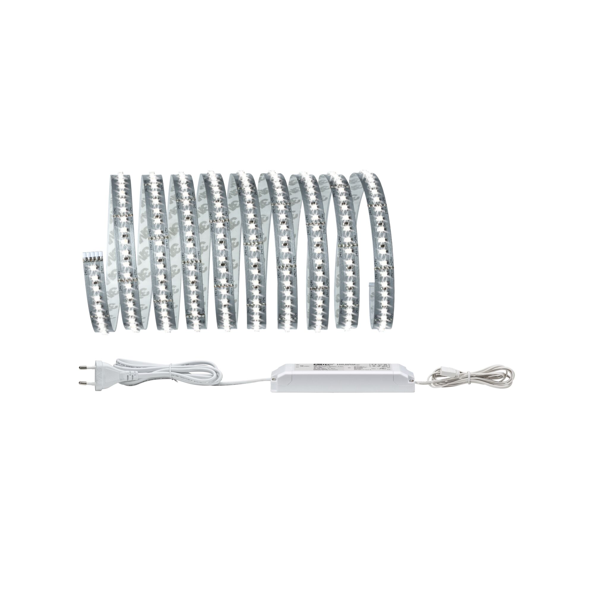 MaxLED 1000 LED Strip Basisset 3m Tageslichtweiß 35W 1100lm/m 6500K 60VA Flexibler LED-Lichtstreifen mit Netzteil in Weiß für moderne Innenbeleuchtung und Dekoration
