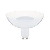 White LED lamp with GU10 base and wide reflector for energy-efficient lighting