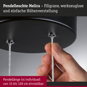 Pendelleuchte Melira mit schwarzem Metallgehäuse und verstellbarem Kabel für individuelle Länge