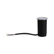 Black LED recessed floor light with stainless steel rim and cable for outdoor lighting