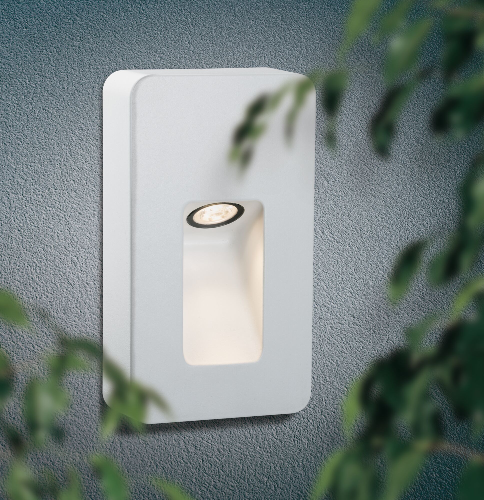 Modern white metal wall recessed spotlight with warm white LED light for indoor lighting