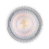Round LED light with clear glass and warm white glow for energy-efficient lighting solutions