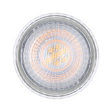 Round LED light with clear glass and warm white glow for energy-efficient lighting solutions