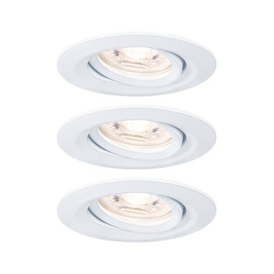 Trois spots encastrés blancs en plastique avec projecteur orientable pour éclairage LED flexible