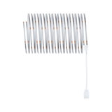 Flexible white LED strip light with connector cable for modern lighting applications.
